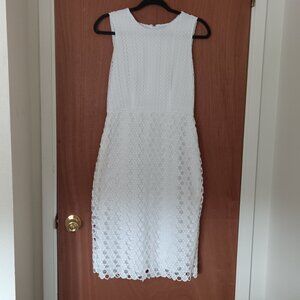 Ann Taylor Ivory Textured Midi Dress